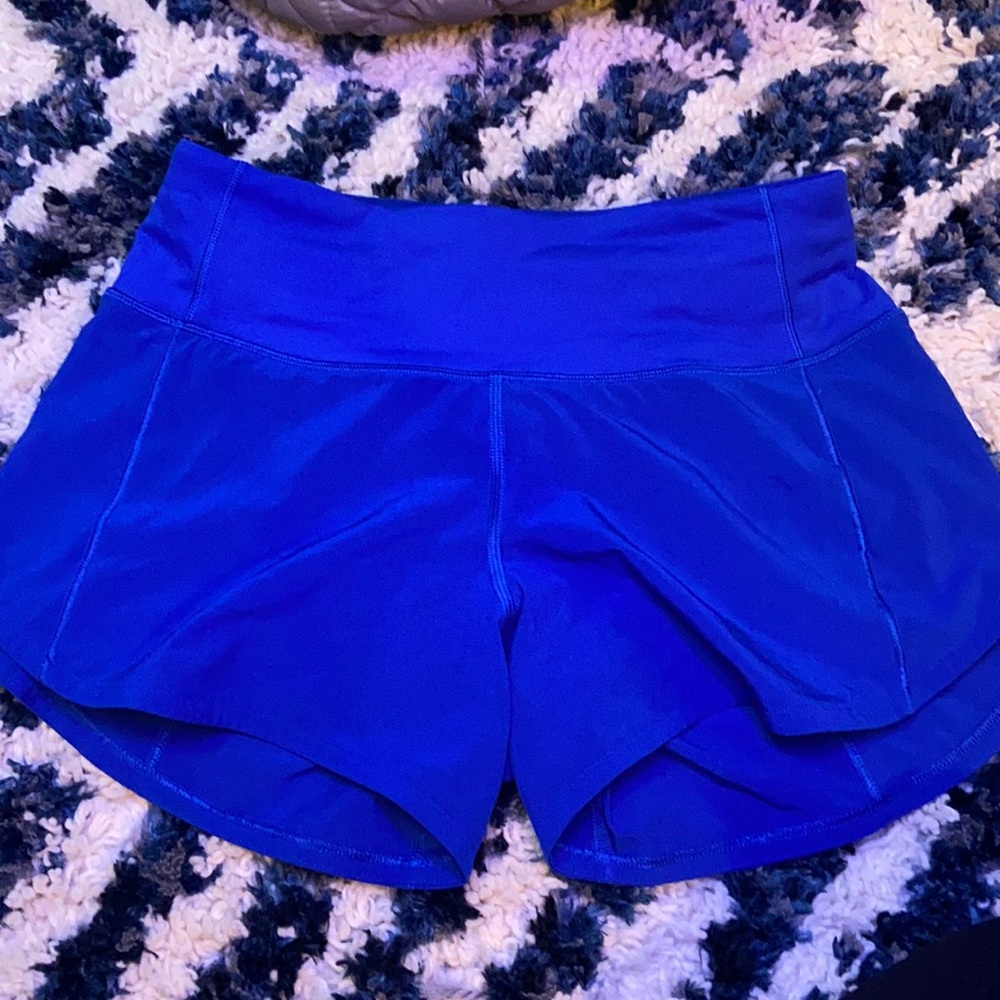 lululemon speed up shorts, size 0, blazer blue